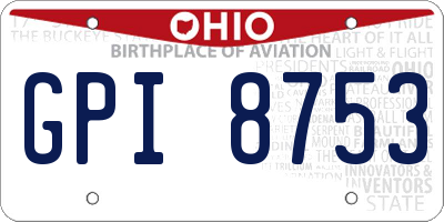 OH license plate GPI8753