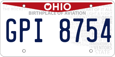 OH license plate GPI8754