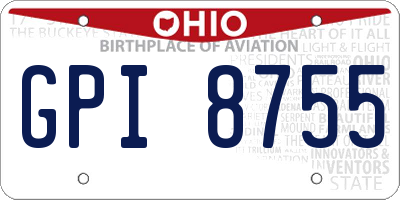 OH license plate GPI8755