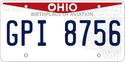 OH license plate GPI8756