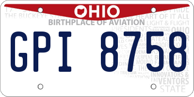OH license plate GPI8758