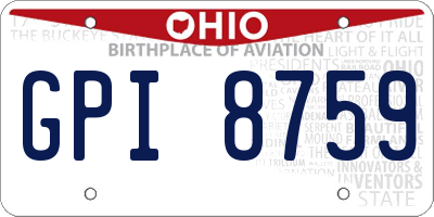 OH license plate GPI8759