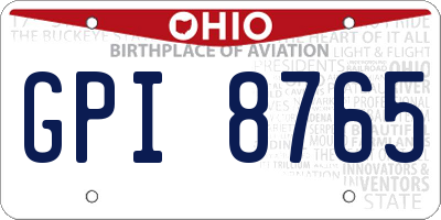 OH license plate GPI8765