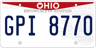 OH license plate GPI8770