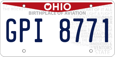 OH license plate GPI8771