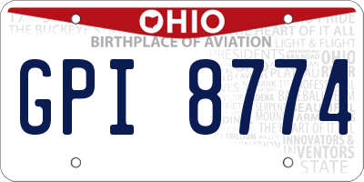 OH license plate GPI8774