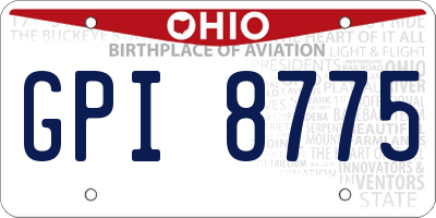 OH license plate GPI8775