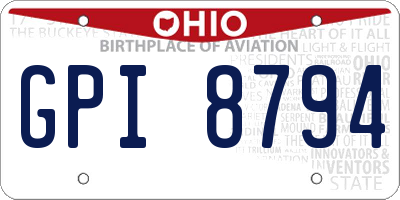 OH license plate GPI8794