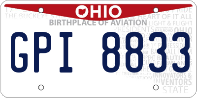 OH license plate GPI8833