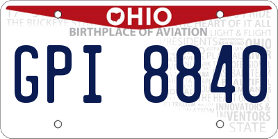 OH license plate GPI8840