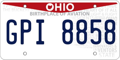 OH license plate GPI8858