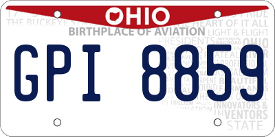OH license plate GPI8859