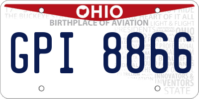 OH license plate GPI8866