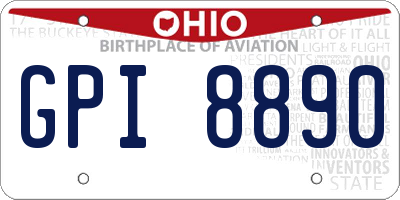 OH license plate GPI8890