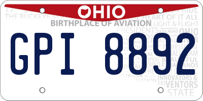 OH license plate GPI8892