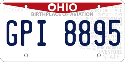 OH license plate GPI8895