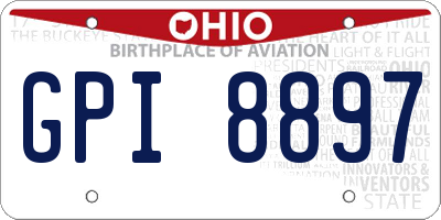 OH license plate GPI8897