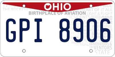OH license plate GPI8906