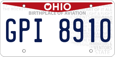 OH license plate GPI8910