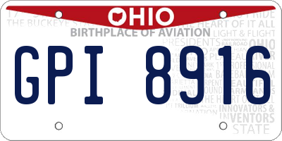 OH license plate GPI8916