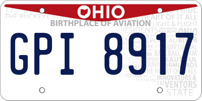OH license plate GPI8917