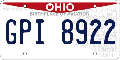 OH license plate GPI8922