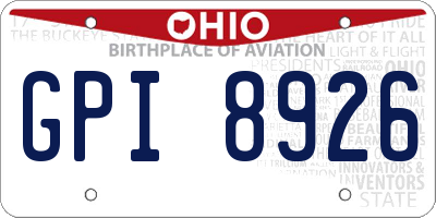 OH license plate GPI8926