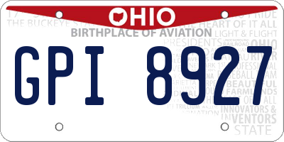 OH license plate GPI8927