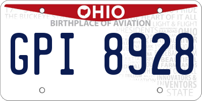 OH license plate GPI8928