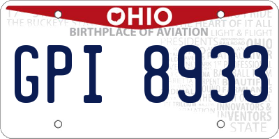 OH license plate GPI8933