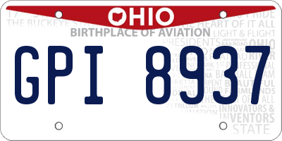 OH license plate GPI8937