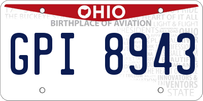 OH license plate GPI8943