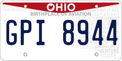 OH license plate GPI8944