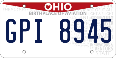OH license plate GPI8945