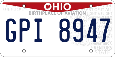 OH license plate GPI8947