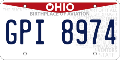 OH license plate GPI8974