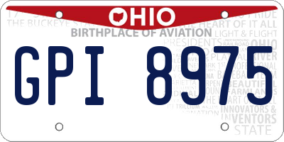 OH license plate GPI8975