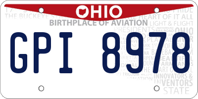 OH license plate GPI8978