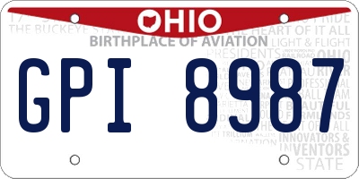 OH license plate GPI8987