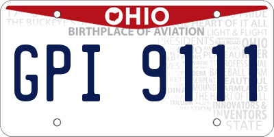 OH license plate GPI9111