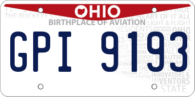 OH license plate GPI9193