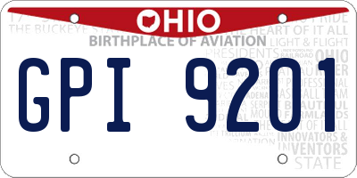 OH license plate GPI9201