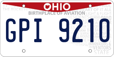 OH license plate GPI9210