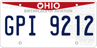 OH license plate GPI9212
