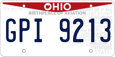 OH license plate GPI9213