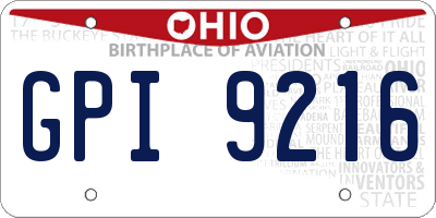OH license plate GPI9216