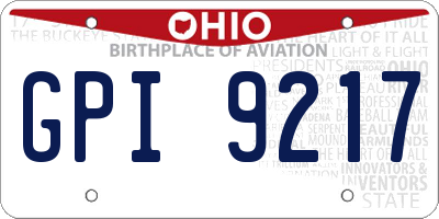 OH license plate GPI9217