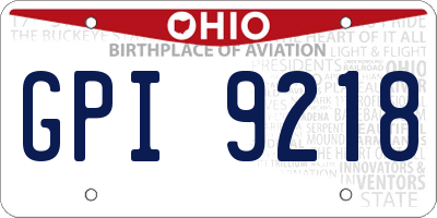 OH license plate GPI9218