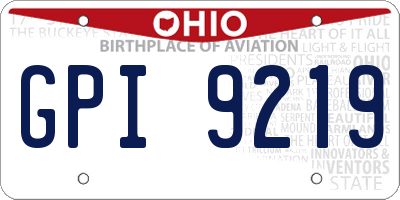 OH license plate GPI9219