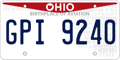 OH license plate GPI9240